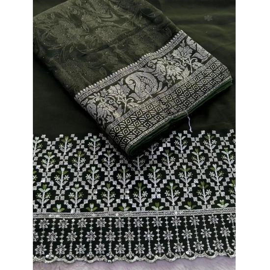 Generic Women's Georgette Printed Saree With Unstitched Blouse (Green, 5-5 Mtrs) Generic Women's Georgette Printed Saree With Unstitched Blouse (Green, 5-5 Mtrs)