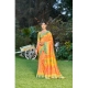 Generic Women's Crepe Printed Saree With Unstitched Blouse (Orange, 5-5 Mtrs)