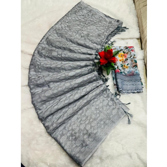 Generic Women's Georgette Embellished Saree With Unstitched Blouse (Grey, 5-5 Mtrs) Generic Women's Georgette Embellished Saree With Unstitched Blouse (Grey, 5-5 Mtrs)