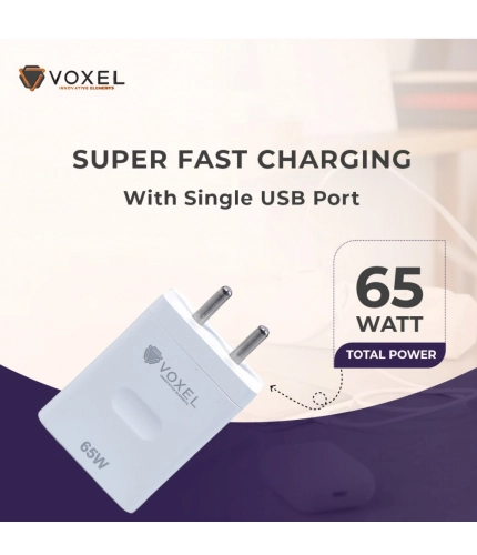 Generic VOXEL 65 Watt Usb Fast Charger AB Plastic (White) Generic VOXEL 65 Watt Usb Fast Charger AB Plastic (White)