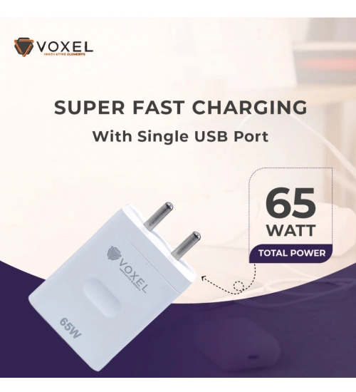 Generic VOXEL 65 Watt Usb Fast Charger AB Plastic (White)