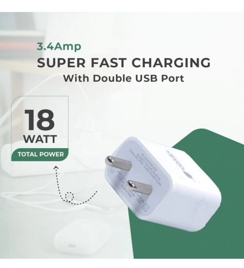 Generic VOXEL 18 Watt Double Usb Port Charger AB Plastic (White)