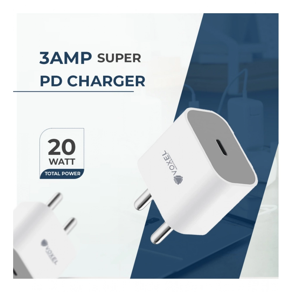 Generic VOXEL 20 Watt ' C ' Port PD Charger AB Plastic (White) Generic VOXEL 20 Watt ' C ' Port PD Charger AB Plastic (White)