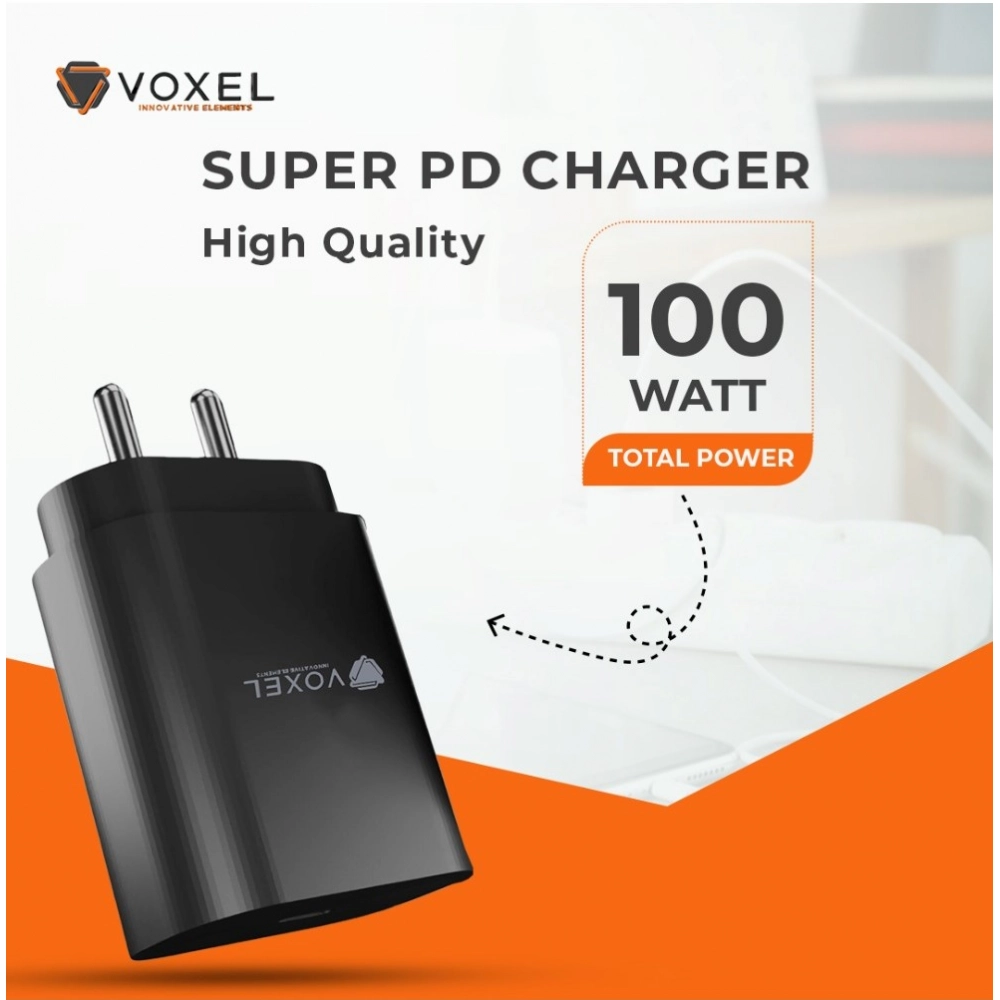 Generic VOXEL 100 Watt ' C ' Port PD Fast Charger AB Plastic (Black) Generic VOXEL 100 Watt ' C ' Port PD Fast Charger AB Plastic (Black)