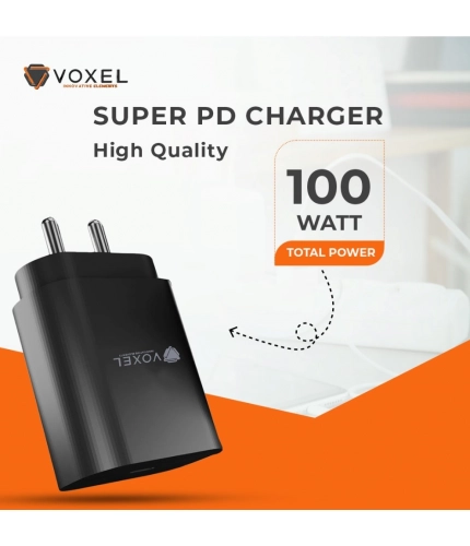 Generic VOXEL 100 Watt ' C ' Port PD Fast Charger AB Plastic (Black) Generic VOXEL 100 Watt ' C ' Port PD Fast Charger AB Plastic (Black)
