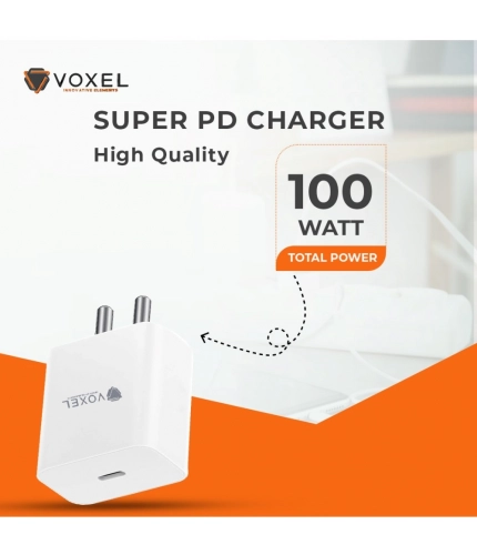 Generic VOXEL 100 Watt ' C ' Port PD Fast Charger AB Plastic (White) Generic VOXEL 100 Watt ' C ' Port PD Fast Charger AB Plastic (White)