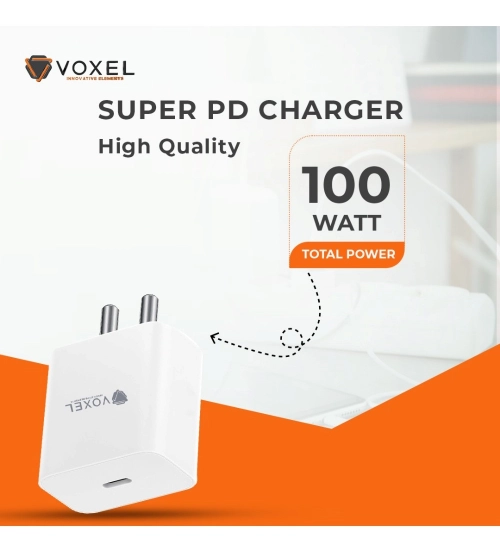 Generic VOXEL 100 Watt ' C ' Port PD Fast Charger AB Plastic (White)