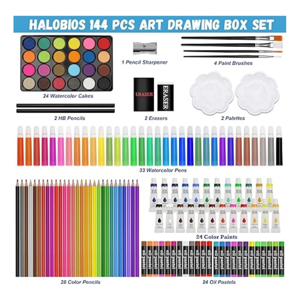 Generic Plastic Deluxe Art Set Box 145Pcs (Multicolor) Generic Plastic Deluxe Art Set Box 145Pcs (Multicolor)