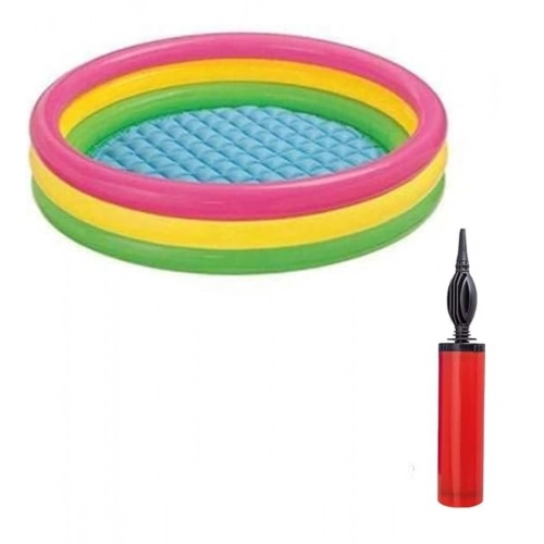 Plastic Bath Tub With Pump 3 Ft Round For Kids (Multicolor )