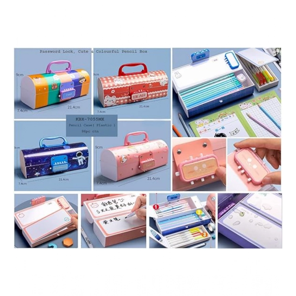 Generic Plastic Pen, Pencil Box Suitcase Style Password Lock (Multicolor ) Generic Plastic Pen, Pencil Box Suitcase Style Password Lock (Multicolor )