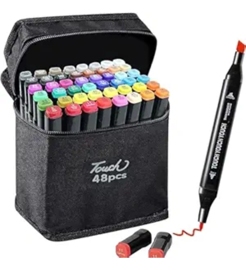 Generic Plastic 48Pcs Colors Art Markers Sketch Pen Dual Tip Artist Art Marker (Multicolor )