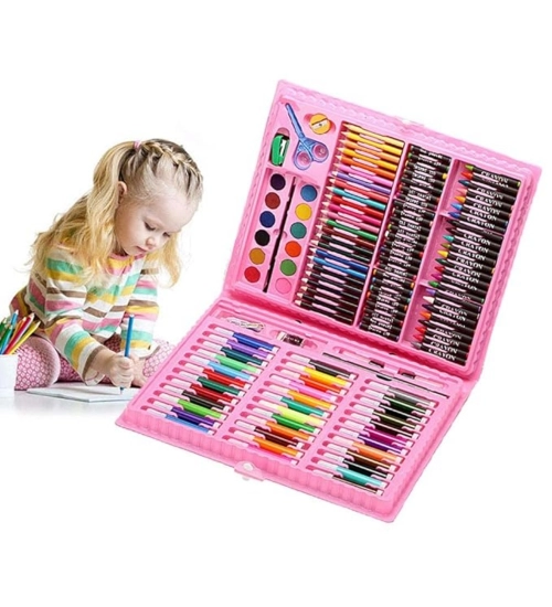 Generic Plastic Deluxe Art Drawing Set For Kids Drawing And Painting 150Pcs Set (Multicolor)