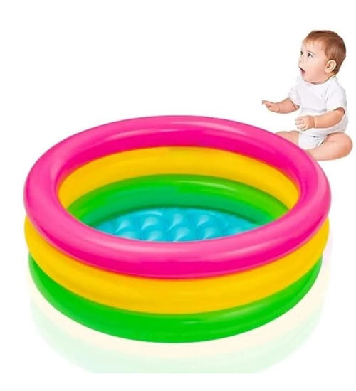 Generic Plastic Bath Tub With Pump 3 Ft Round For Kids (Multicolor )
