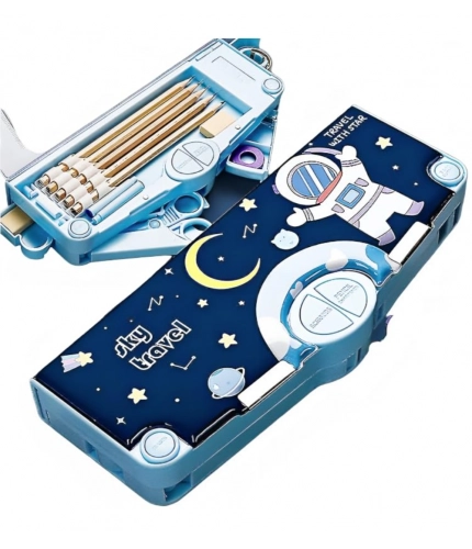 Generic Plastic Magnetic Pencil Case With Sharpener Compass Box For Kids (Multicolor )