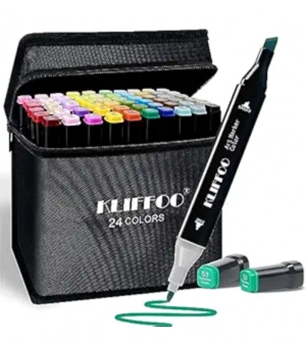 Generic Plastic 24Pcs Colors Art Markers Sketch Pen Dual Tip Artist Art Marker (Multicolor )