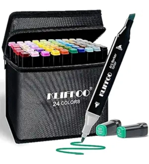 Generic Plastic 24Pcs Colors Art Markers Sketch Pen Dual Tip Artist Art Marker (Multicolor )