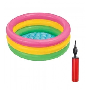 Generic Plastic Bath Tub With Pump 2 Ft Round For Kids (Multicolor )