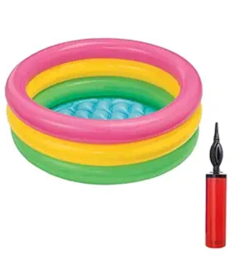 Generic Plastic Bath Tub With Pump 2 Ft Round For Kids (Multicolor )