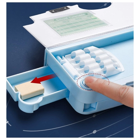 Generic Plastic Magnetic Pencil Case With Sharpener Compass Box For Kids (Multicolor )