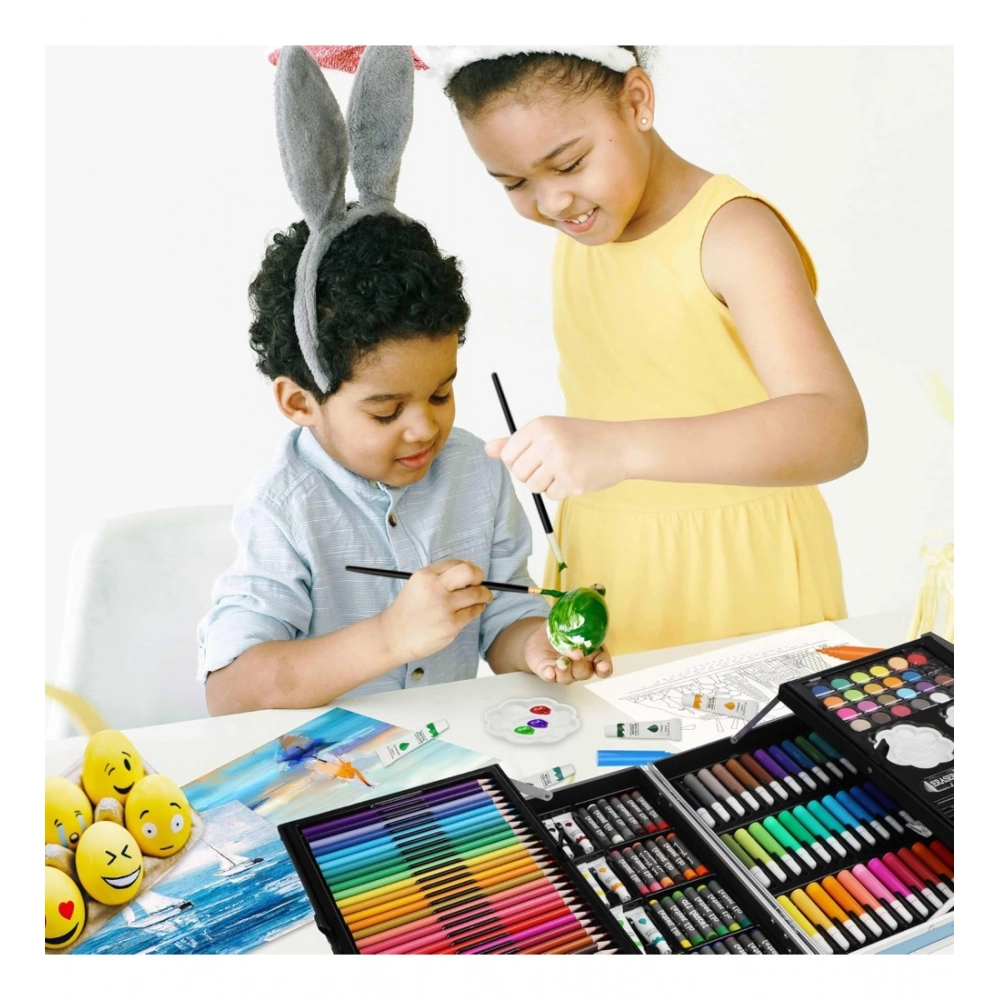 Generic Plastic Deluxe Art Set Box 145Pcs (Multicolor) Generic Plastic Deluxe Art Set Box 145Pcs (Multicolor)
