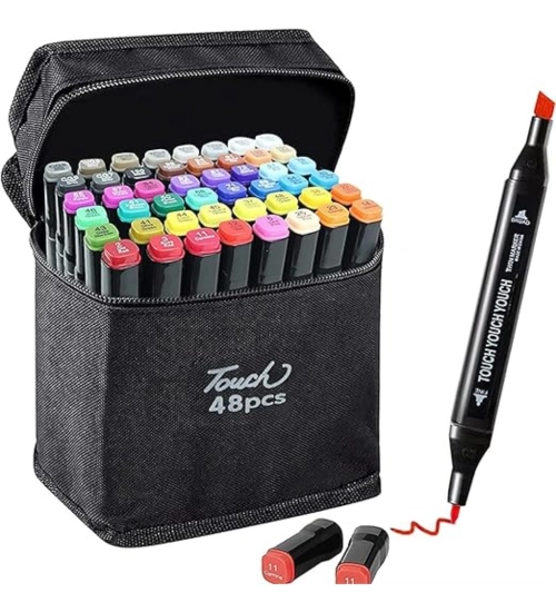 Generic Plastic 48Pcs Colors Art Markers Sketch Pen Dual Tip Artist Art Marker (Multicolor )