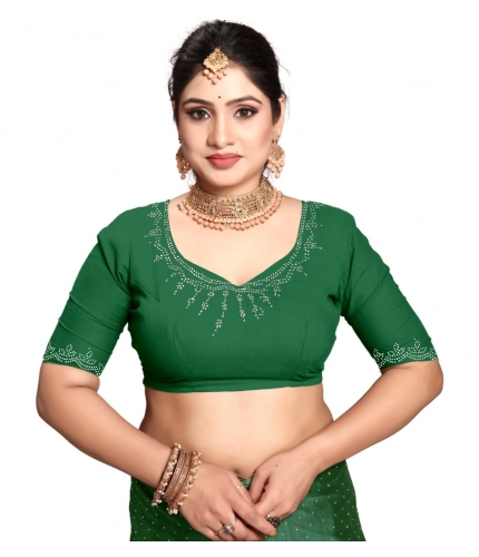 Generic Women's Georgette Satin Silk Saree With Unstitched Blouse 5.5Mtr (Green) Generic Women's Georgette Satin Silk Saree With Unstitched Blouse 5.5Mtr (Green)