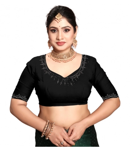 Generic Women's Georgette Satin Silk Saree With Unstitched Blouse 5.5Mtr (Black) Generic Women's Georgette Satin Silk Saree With Unstitched Blouse 5.5Mtr (Black)