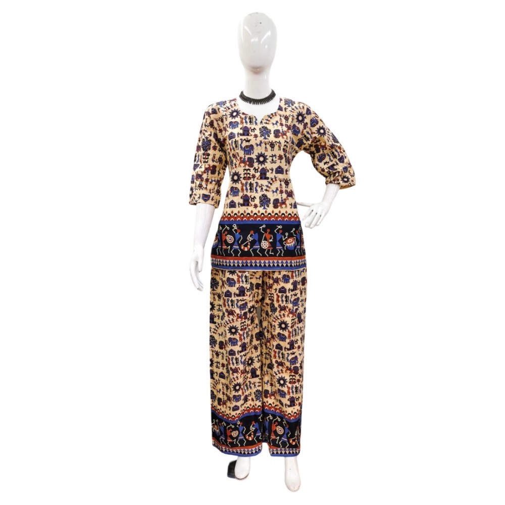 Generic Women's Cotton Jaipuri Printed 3-4th Sleeve Co ord Set (Multicolor) Generic Women's Cotton Jaipuri Printed 3-4th Sleeve Co ord Set (Multicolor)