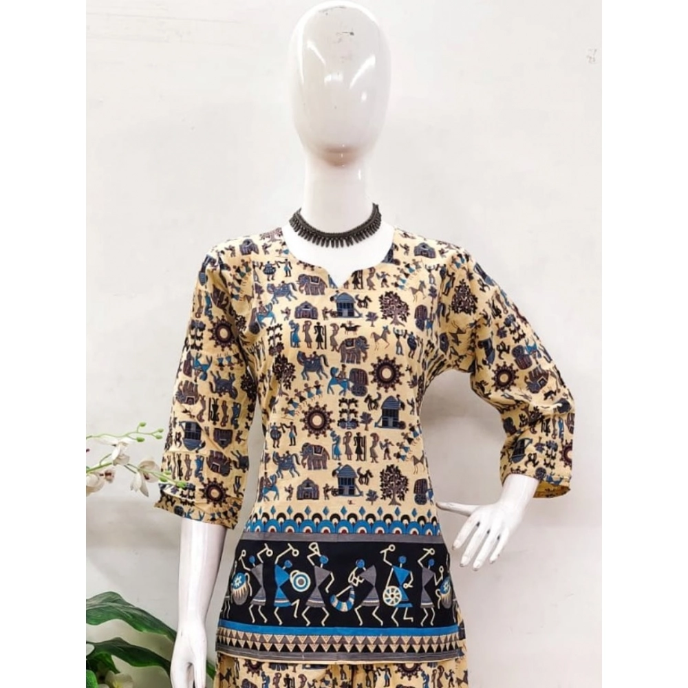 Generic Women's Cotton Jaipuri Printed 3-4th Sleeve Co ord Set (Multicolor) Generic Women's Cotton Jaipuri Printed 3-4th Sleeve Co ord Set (Multicolor)