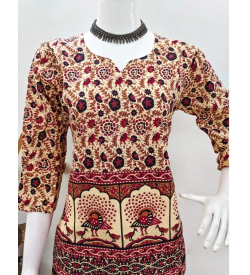 Generic Women's Cotton Jaipuri Printed 3-4th Sleeve Co ord Set (Multicolor)