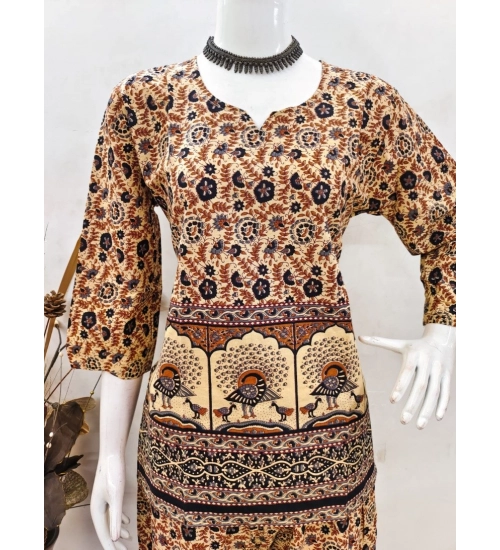 Generic Women's Cotton Jaipuri Printed 3-4th Sleeve Co ord Set (Multicolor)
