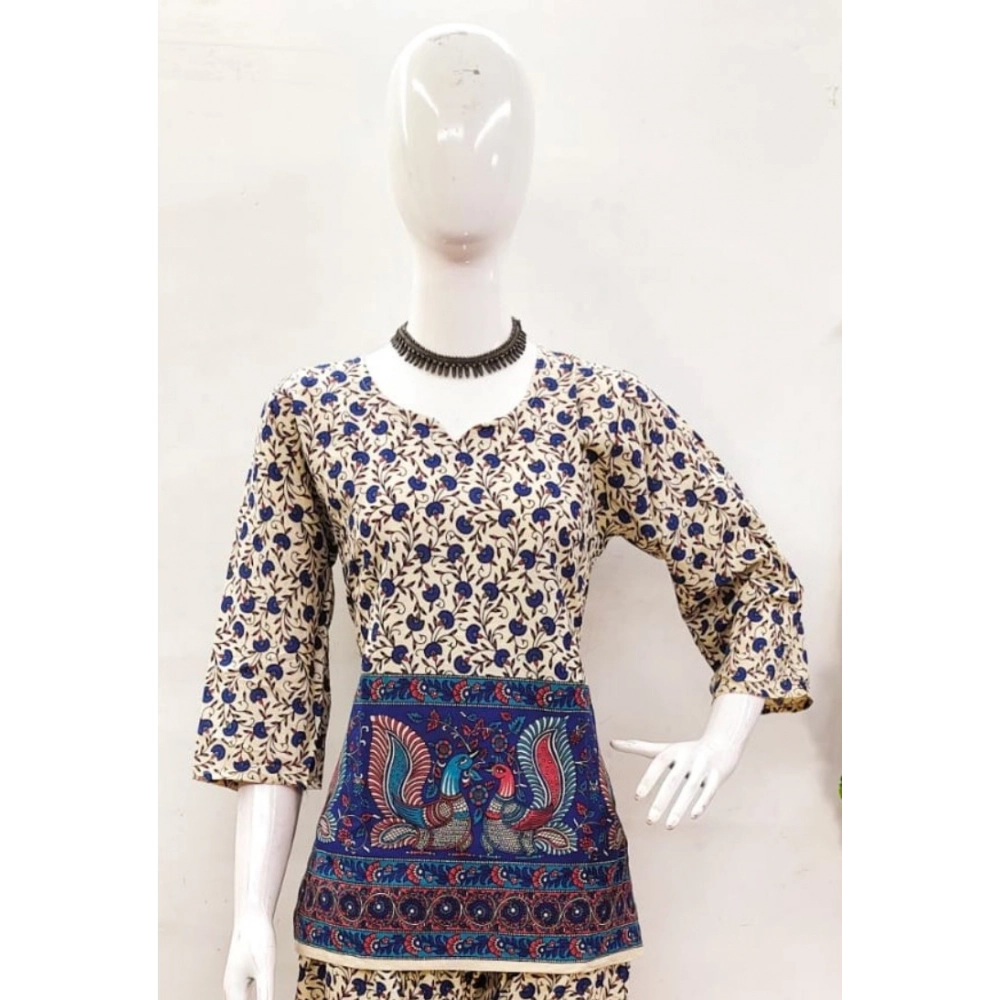 Generic Women's Cotton Jaipuri Printed 3-4th Sleeve Co ord Set (Multicolor)