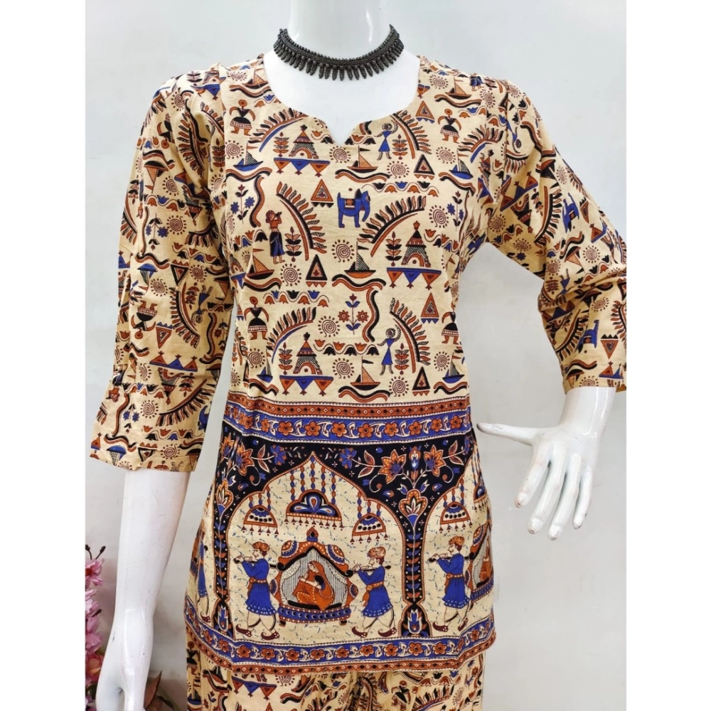 Generic Women's Cotton Jaipuri Printed 3-4th Sleeve Co ord Set (Multicolor) Generic Women's Cotton Jaipuri Printed 3-4th Sleeve Co ord Set (Multicolor)