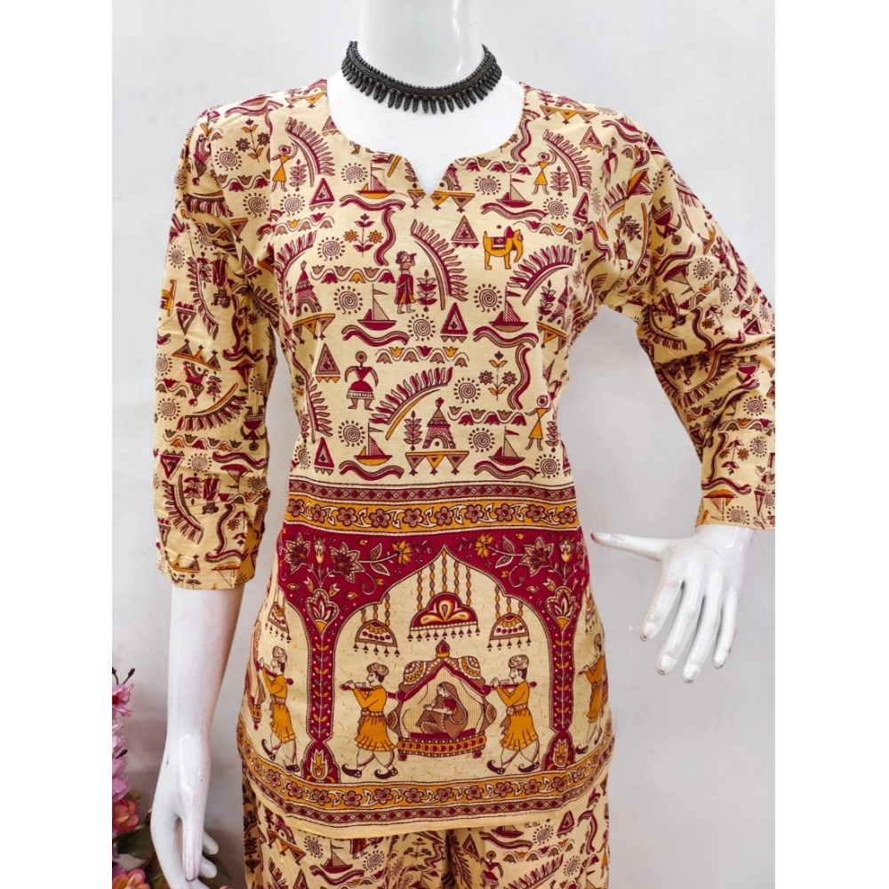 Generic Women's Cotton Jaipuri Printed 3-4th Sleeve Co ord Set (Multicolor) Generic Women's Cotton Jaipuri Printed 3-4th Sleeve Co ord Set (Multicolor)