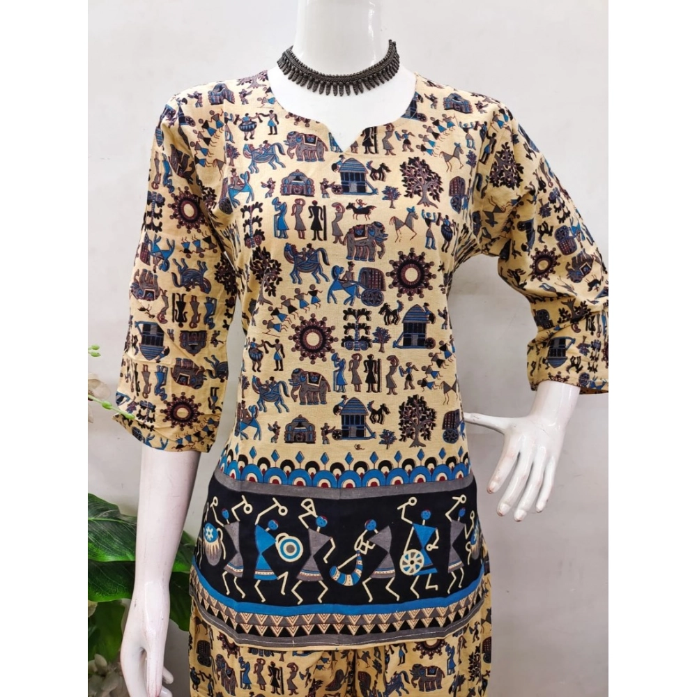 Generic Women's Cotton Jaipuri Printed 3-4th Sleeve Co ord Set (Multicolor) Generic Women's Cotton Jaipuri Printed 3-4th Sleeve Co ord Set (Multicolor)