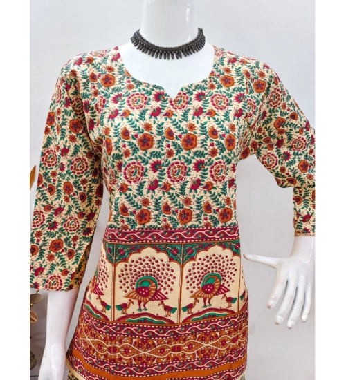 Generic Women's Cotton Jaipuri Printed 3-4th Sleeve Co ord Set (Multicolor)