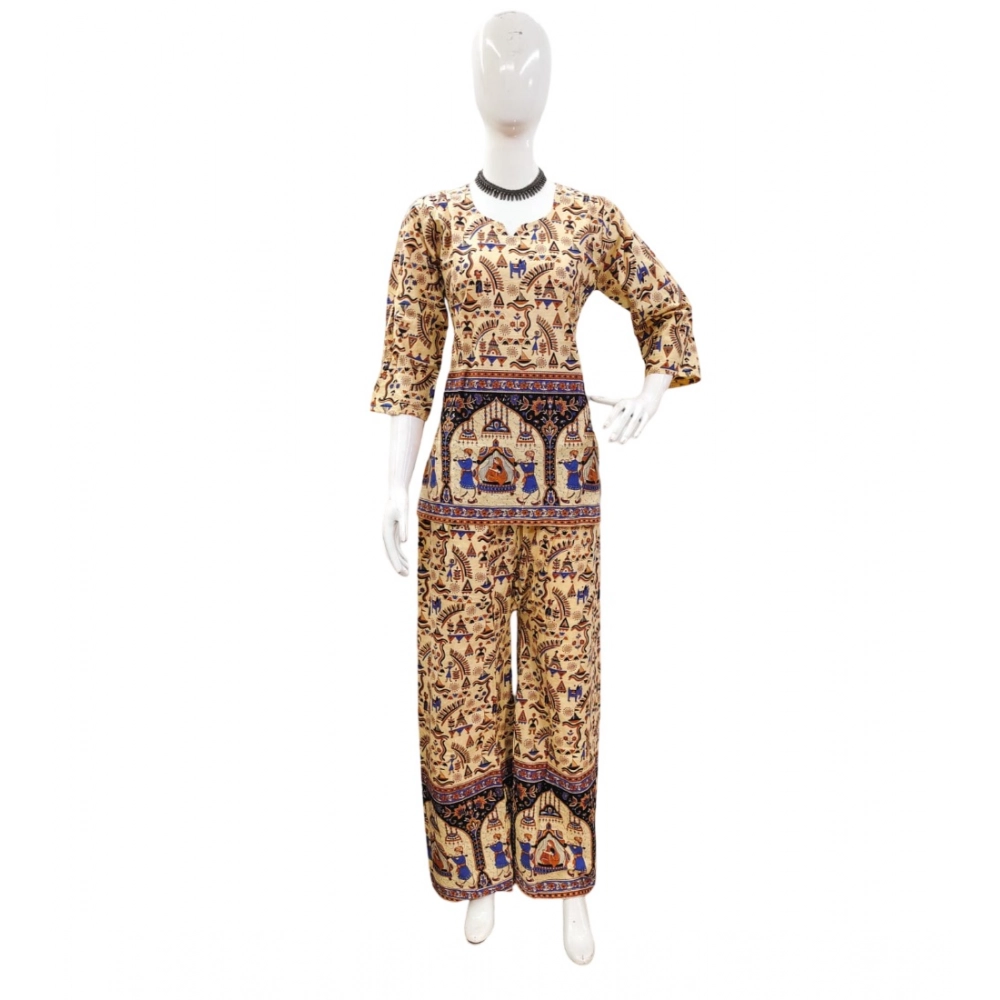 Generic Women's Cotton Jaipuri Printed 3-4th Sleeve Co ord Set (Multicolor) Generic Women's Cotton Jaipuri Printed 3-4th Sleeve Co ord Set (Multicolor)