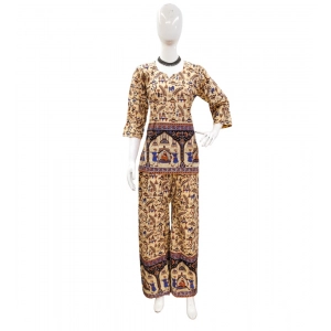 Generic Women's Cotton Jaipuri Printed 3-4th Sleeve Co ord Set (Multicolor)