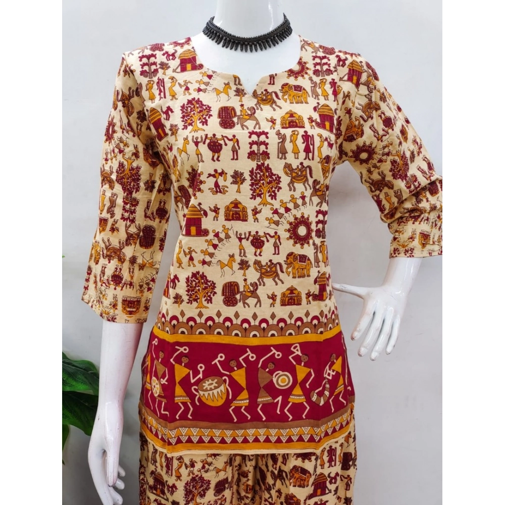 Generic Women's Cotton Jaipuri Printed 3-4th Sleeve Co ord Set (Multicolor) Generic Women's Cotton Jaipuri Printed 3-4th Sleeve Co ord Set (Multicolor)