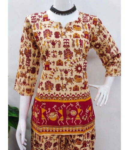 Generic Women's Cotton Jaipuri Printed 3-4th Sleeve Co ord Set (Multicolor) Generic Women's Cotton Jaipuri Printed 3-4th Sleeve Co ord Set (Multicolor)