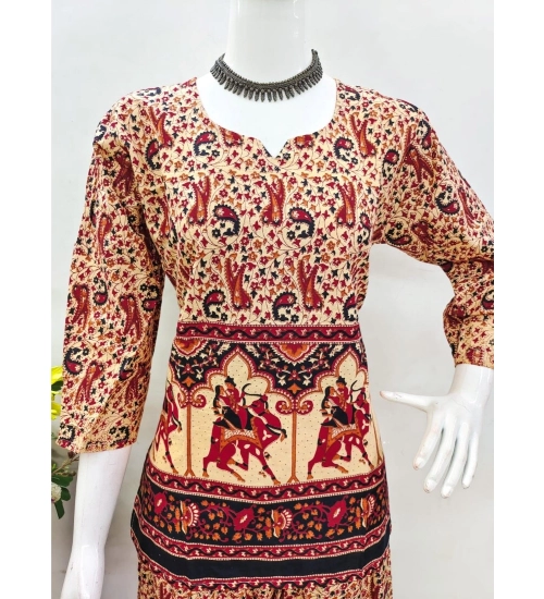 Generic Women's Cotton Jaipuri Printed 3-4th Sleeve Co ord Set (Multicolor)