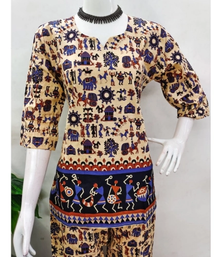 Generic Women's Cotton Jaipuri Printed 3-4th Sleeve Co ord Set (Multicolor) Generic Women's Cotton Jaipuri Printed 3-4th Sleeve Co ord Set (Multicolor)