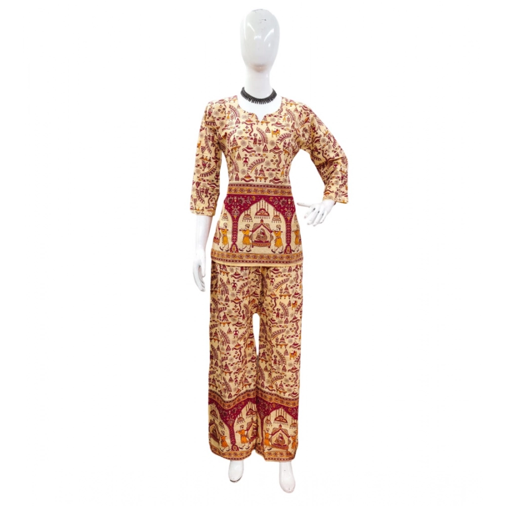Generic Women's Cotton Jaipuri Printed 3-4th Sleeve Co ord Set (Multicolor) Generic Women's Cotton Jaipuri Printed 3-4th Sleeve Co ord Set (Multicolor)