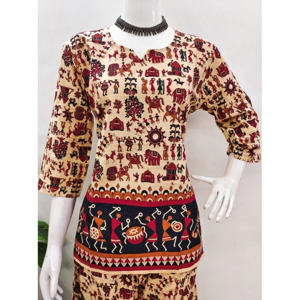 Generic Women's Cotton Jaipuri Printed 3-4th Sleeve Co ord Set (Multicolor) Generic Women's Cotton Jaipuri Printed 3-4th Sleeve Co ord Set (Multicolor)