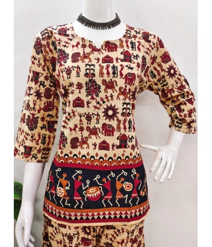 Generic Women's Cotton Jaipuri Printed 3-4th Sleeve Co ord Set (Multicolor) Generic Women's Cotton Jaipuri Printed 3-4th Sleeve Co ord Set (Multicolor)