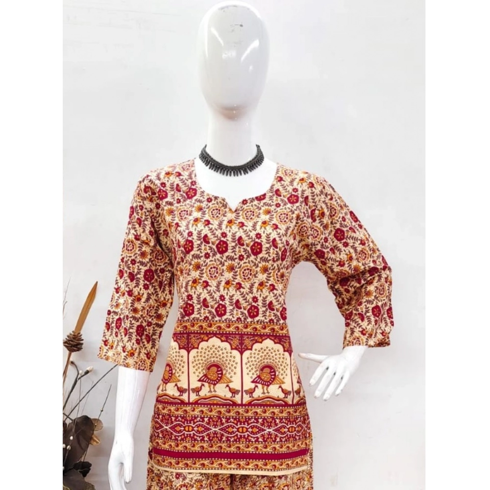 Generic Women's Cotton Jaipuri Printed 3-4th Sleeve Co ord Set (Multicolor) Generic Women's Cotton Jaipuri Printed 3-4th Sleeve Co ord Set (Multicolor)