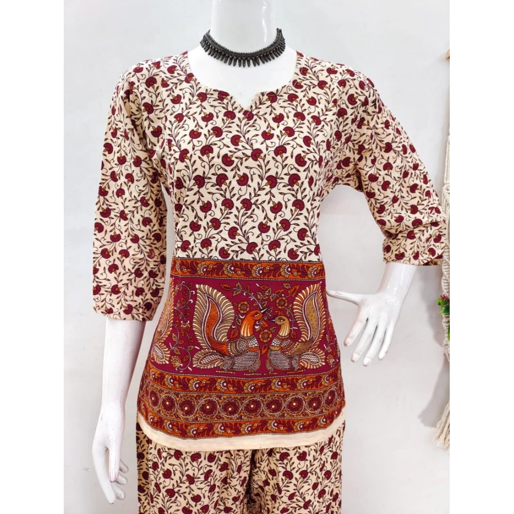 Generic Women's Cotton Jaipuri Printed 3-4th Sleeve Co ord Set (Multicolor) Generic Women's Cotton Jaipuri Printed 3-4th Sleeve Co ord Set (Multicolor)