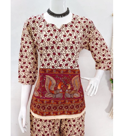 Generic Women's Cotton Jaipuri Printed 3-4th Sleeve Co ord Set (Multicolor)