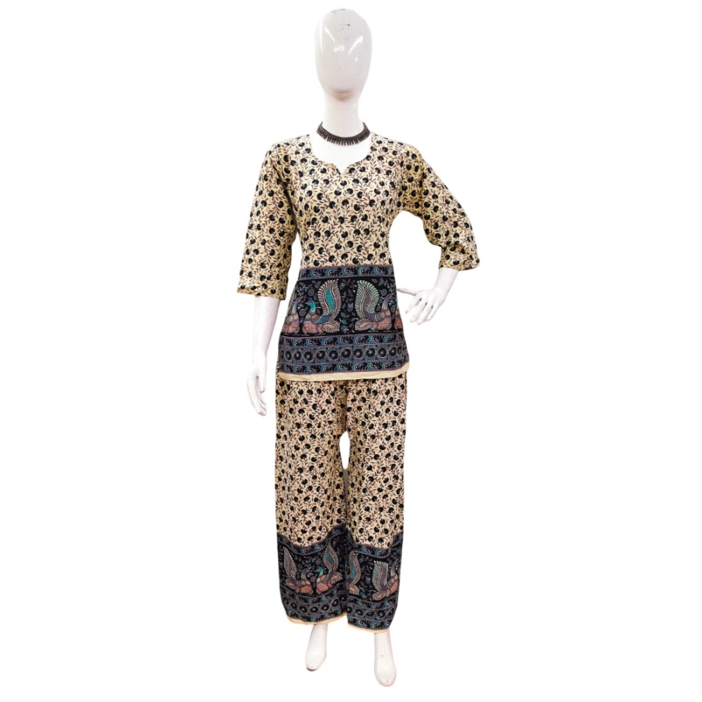 Generic Women's Cotton Jaipuri Printed 3-4th Sleeve Co ord Set (Multicolor) Generic Women's Cotton Jaipuri Printed 3-4th Sleeve Co ord Set (Multicolor)