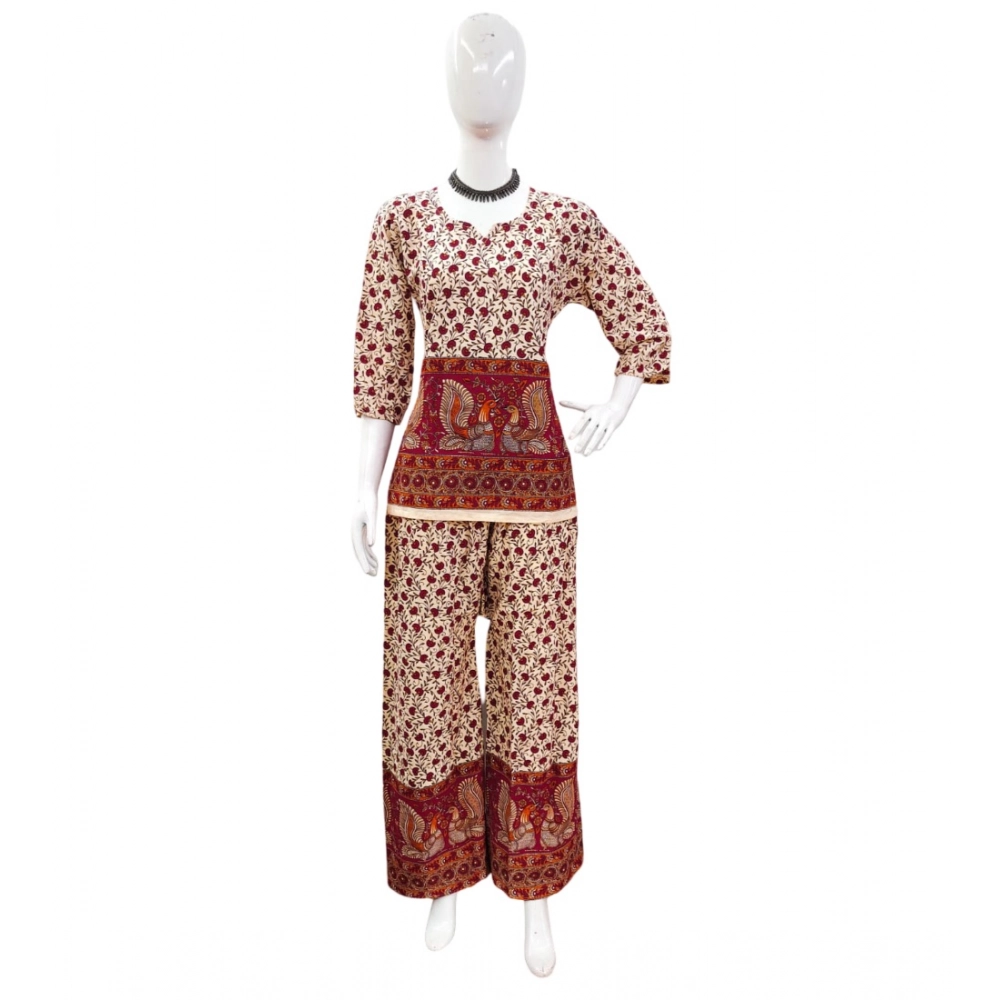 Generic Women's Cotton Jaipuri Printed 3-4th Sleeve Co ord Set (Multicolor) Generic Women's Cotton Jaipuri Printed 3-4th Sleeve Co ord Set (Multicolor)